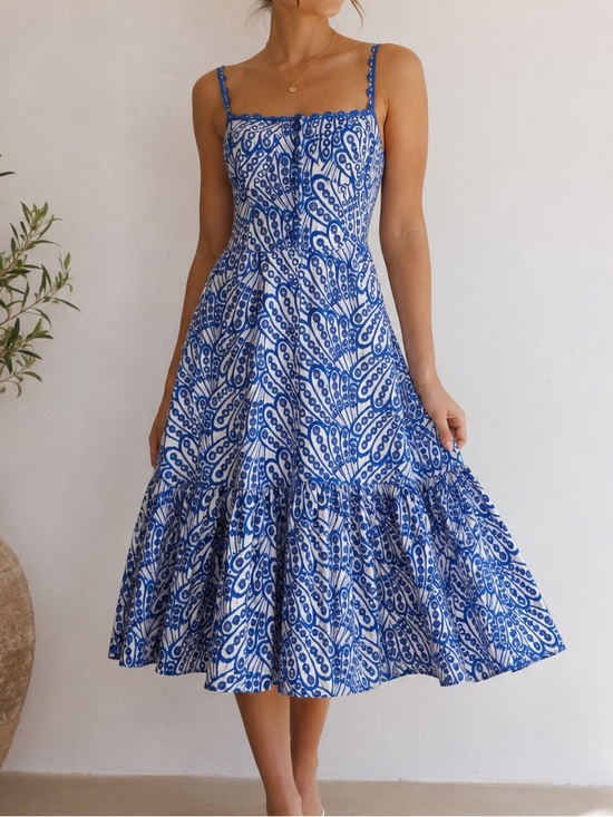 Zimmermann Dresses & Skirts - Zimmermann Eyelet Blue White Dress Ruffle Hem Cottagecore SZ 2 or S